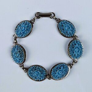 Blue Flower Silver Bracelet